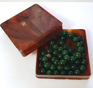 Antica Collana di perle vetro pregiate color verde