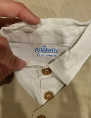 Conjunto bebé 6-9 meses camisa, chaleco y pantalón