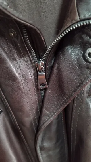 Casaco de Couro Vintage Castanho