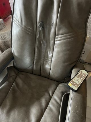 Sillón de Masaje Cuero Marrón y Plata