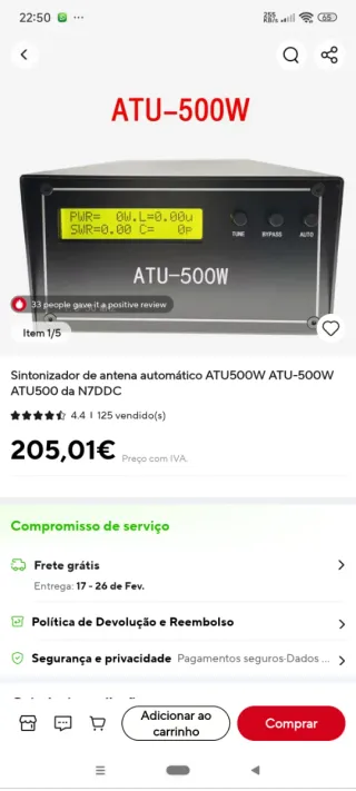 Sintonizador Antena ATU-500W 1.8-50 MHz