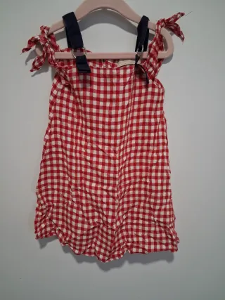 Vestido de cuadros rojo y blanco