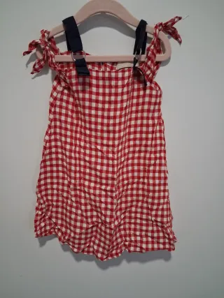 Vestido de cuadros rojo y blanco