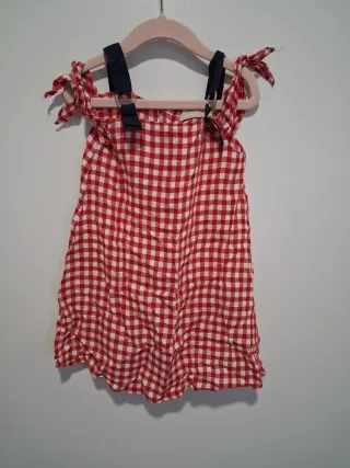 Vestido de cuadros rojo y blanco