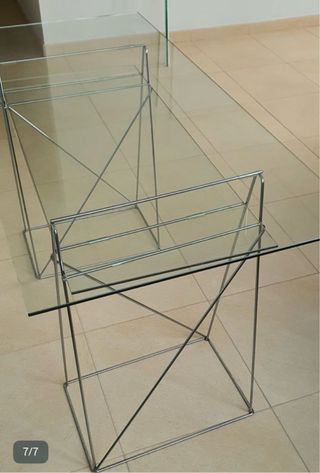 Mesa escritorio cristal doble patas metal