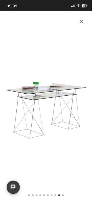 Mesa escritorio cristal doble patas metal