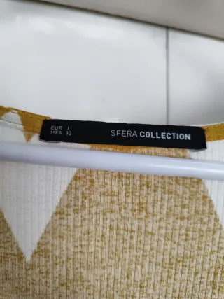 Vestido largo amarillo con zig-zag blanco