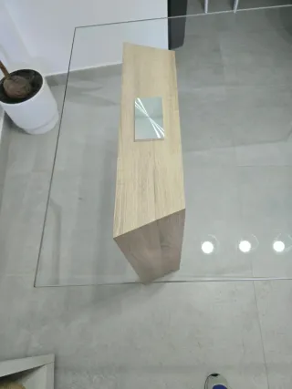 Mesa de comedor cristal y madera