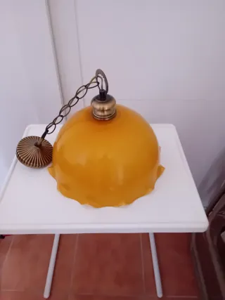 Lámpara colgante cristal ámbar y metal