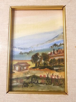 Quadri olio su tela con paesaggio rupestre firmati