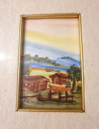 Quadri olio su tela con paesaggio rupestre firmati