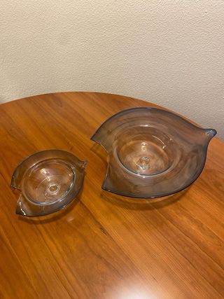 Juego centro de mesa cristal azul