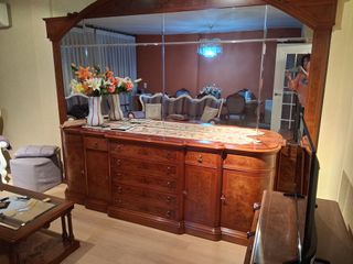 Mueble de salón completo madera y cristal