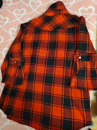 Camiseta cuadros roja y negra manga larga S/M