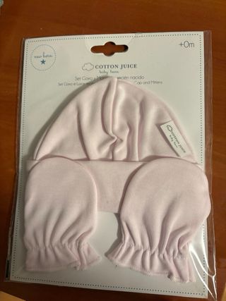 Set Gorrito y Manoplas Recién Nacido Cotton Juice
