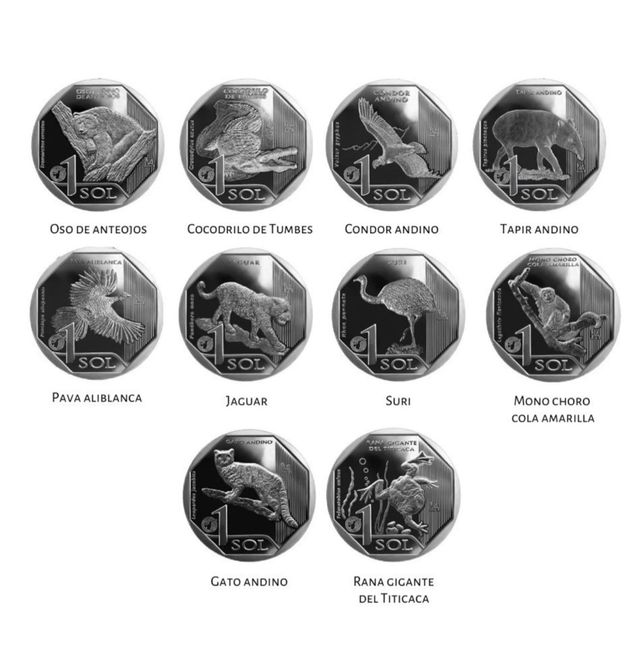 10 Monedas 1 Sol Peru “Colección Completa Fauna”