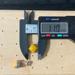 Pendientes Plata Ámbar Natural Cuadrados