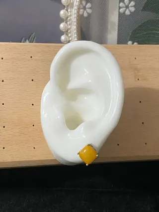 Pendientes Plata Ámbar Natural Cuadrados