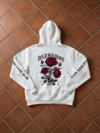 Sudadera Blanca con Estampado de Rosas