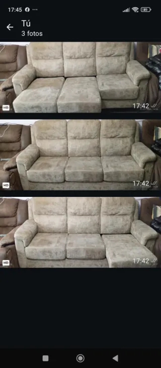 Sofá de 3 plazas beige/marrón