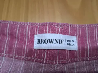 Pantalón Brownie culotte rosa a rayas blancas T.34
