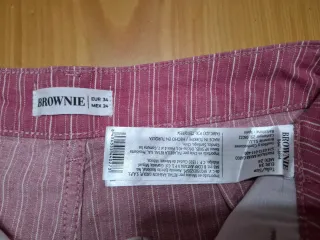 Pantalón Brownie culotte rosa a rayas blancas T.34