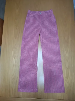 Pantalón Brownie culotte rosa a rayas blancas T.34