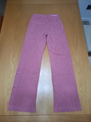 Pantalón Brownie culotte rosa a rayas blancas T.34