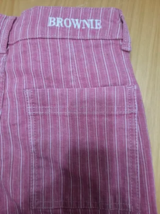 Pantalón Brownie culotte rosa a rayas blancas T.34