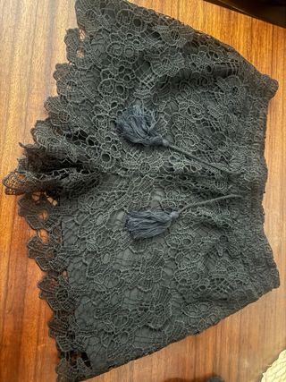 Conjunto Top y Short Negro Encaje