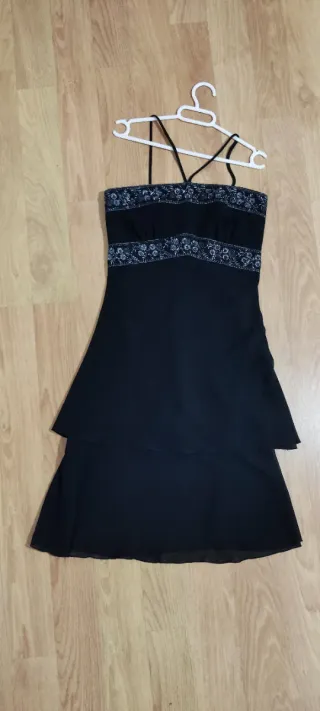 Vestido negro fiesta con pedrería