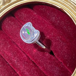 Anillo Plata Opal Blanco Natural Gatito