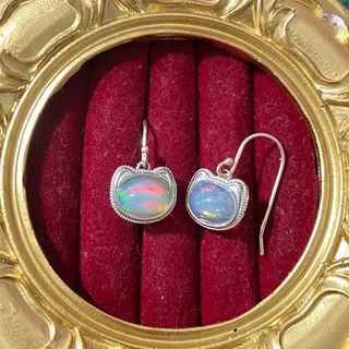 Anillo Plata Opal Blanco Natural Gatito