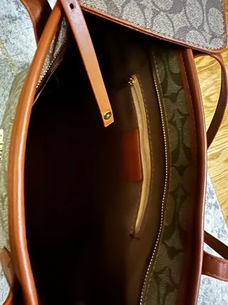 Bolsa Coach Monograma Bege e Castanho