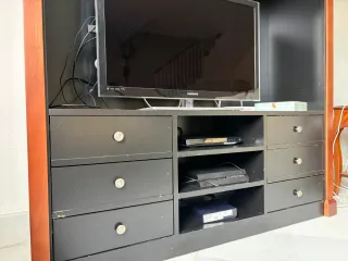 Mueble TV y Librería Negro/Marrón