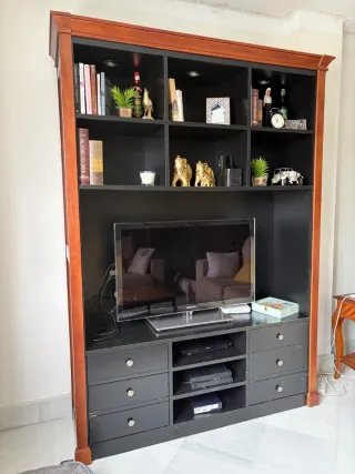 Mueble TV y Librería Negro/Marrón