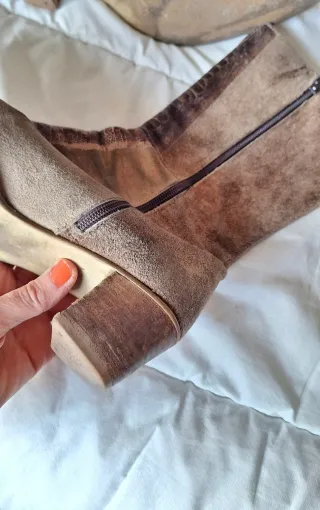 Botines mujer ante beige y marrón T.39