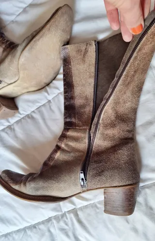 Botines mujer ante beige y marrón T.39