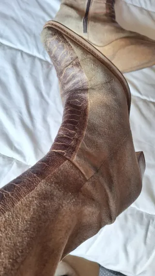 Botines mujer ante beige y marrón T.39