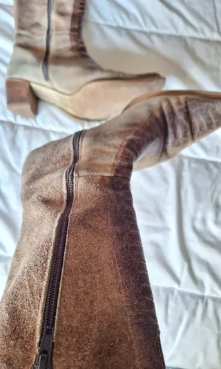 Botines mujer ante beige y marrón T.39