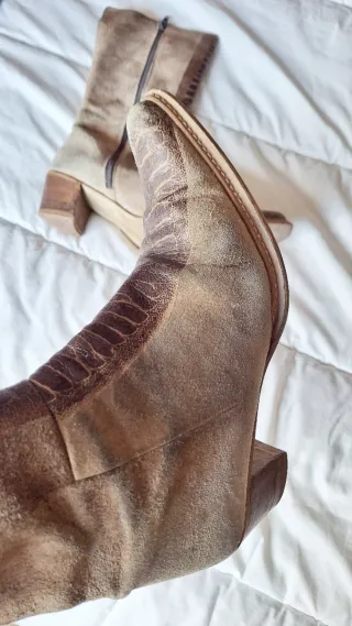 Botines mujer ante beige y marrón T.39