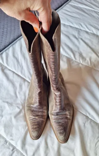 Botines mujer ante beige y marrón T.39