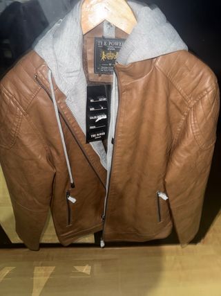 Chaqueta hombre piel sintética marrón Talla M