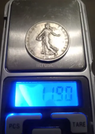 5 Francos 1960 Sembradora Plata Ley 835. Francia