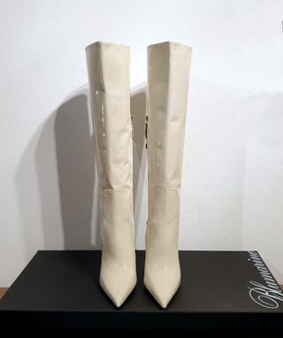 Stivali con tacco, pelle, bianco, Blumarine, n.39