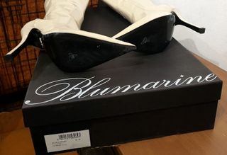 Stivali con tacco, pelle, bianco, Blumarine, n.39
