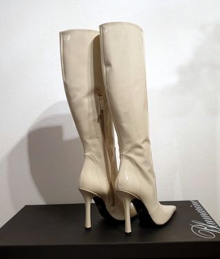 Stivali con tacco, pelle, bianco, Blumarine, n.39