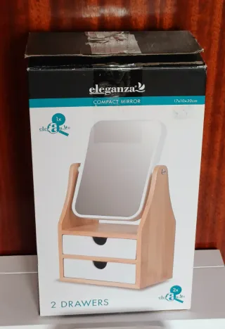 Tocador Espejo Madera con 2 Cajones 17x30x10
