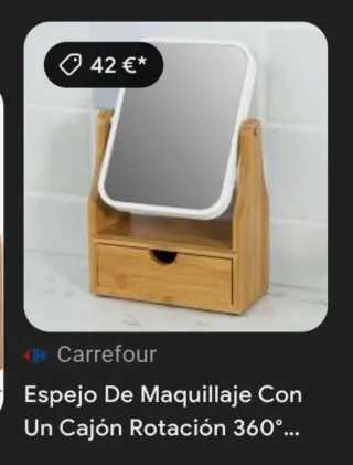 Tocador Espejo Madera con 2 Cajones 17x30x10