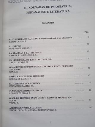 Psiquiatría e literatura, jornadas AGSM (4 libros)